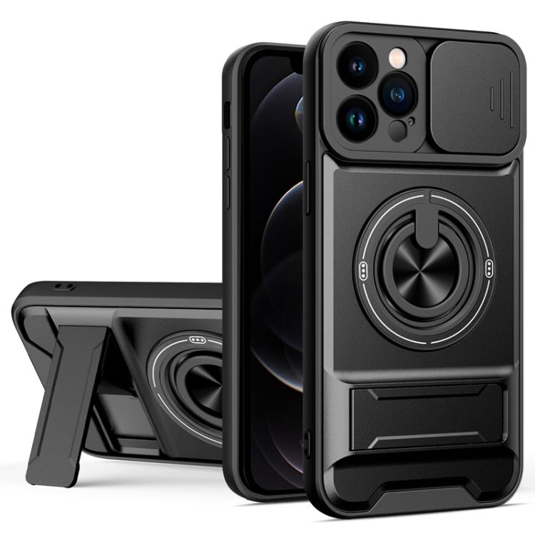 レンズスライディングウィンドウ多機能磁気耐衝撃フォンケース、iPhone 13 Pro Max用、iPhone 13 Pro用、iPhone 12 Pro Max用、iPhone 11 Pro Max用、iPhone 11用