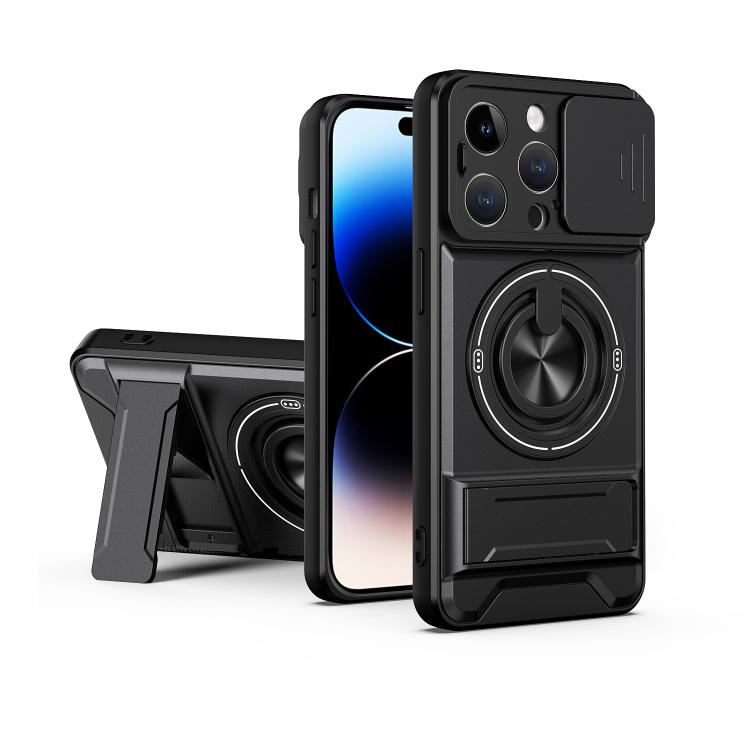 レンズスライディングウィンドウ多機能磁気耐衝撃フォンケース、iPhone 13 Pro Max用、iPhone 13 Pro用、iPhone 12 Pro Max用、iPhone 11 Pro Max用、iPhone 11用