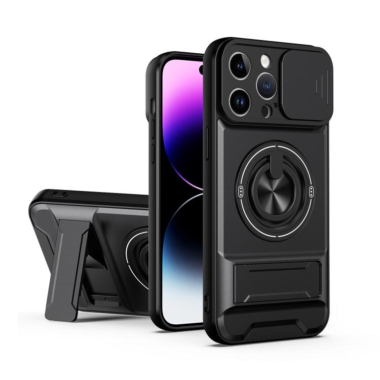 レンズスライディングウィンドウ多機能磁気耐衝撃フォンケース、iPhone 13 Pro Max用、iPhone 13 Pro用、iPhone 12 Pro Max用、iPhone 11 Pro Max用、iPhone 11用