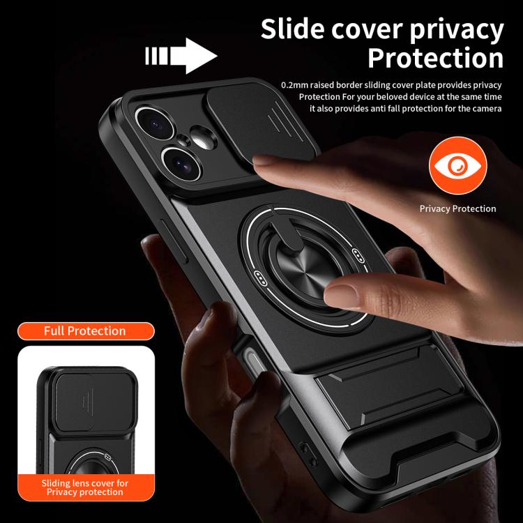 レンズスライディングウィンドウ多機能磁気耐衝撃フォンケース、iPhone 13 Pro Max用、iPhone 13 Pro用、iPhone 12 Pro Max用、iPhone 11 Pro Max用、iPhone 11用