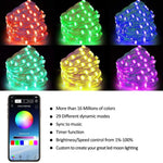 RGB USB LED銅線ライトストリング ホリデーデコレーションライトストリング BluetoothモバイルAPPコントロール、2m 20LED、5m 50LED、10m 100LED、12m 120LED、15m 150LED、20m 200LED