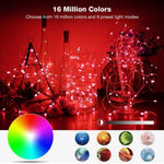 RGB USB LED銅線ライトストリング ホリデーデコレーションライトストリング BluetoothモバイルAPPコントロール、2m 20LED、5m 50LED、10m 100LED、12m 120LED、15m 150LED、20m 200LED