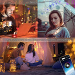RGB USB LED銅線ライトストリング ホリデーデコレーションライトストリング BluetoothモバイルAPPコントロール、2m 20LED、5m 50LED、10m 100LED、12m 120LED、15m 150LED、20m 200LED
