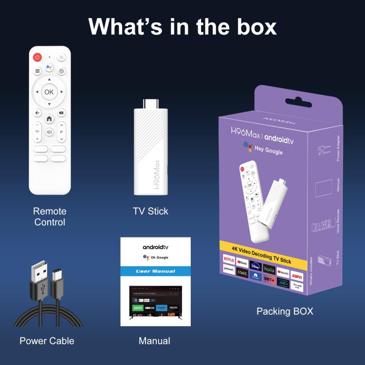 H96 Max H313 Android 14 ミニHD TVスティック リモコン付き ARM Cortex-A53 クアッドコア 2GB+16GB、2GB+8GB