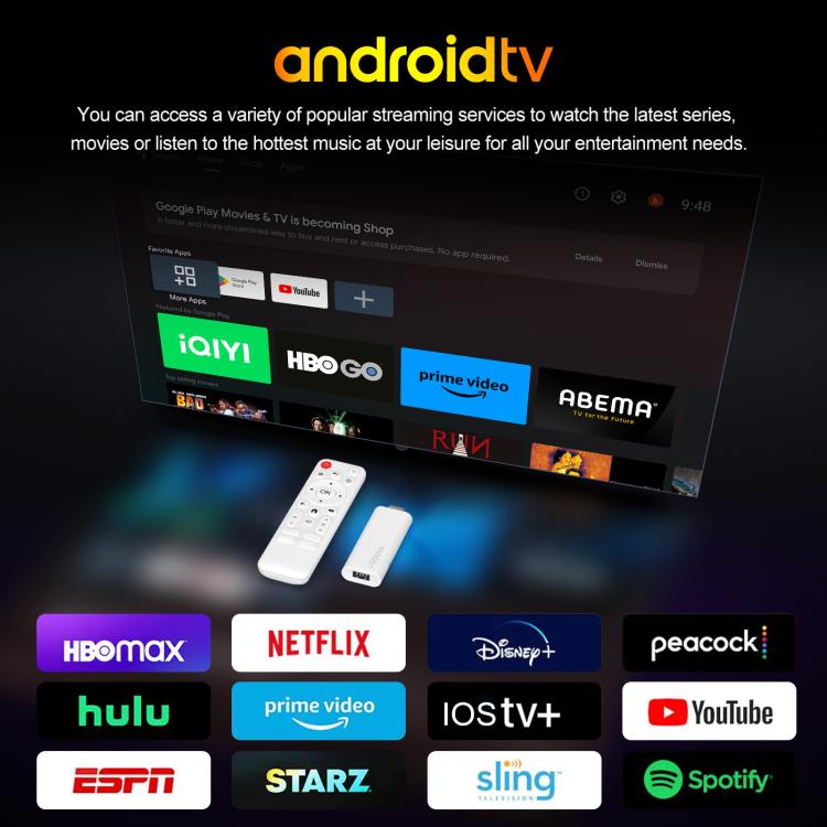 H96 Max H313 Android 14 ミニHD TVスティック リモコン付き ARM Cortex-A53 クアッドコア 2GB+16GB、2GB+8GB