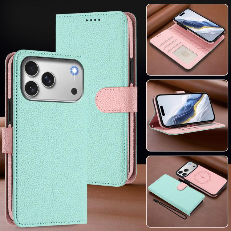 着脱式ライチテクスチャマグネティックサイドパッチベーガンレザースマホケース、iPhone 17 Pro Max用、iPhone 17 Pro用、iPhone 17用、iPhone Air用、iPhone 16 Pro Max用、iPhone 16 Pro用、iPhone 16 Plus用、iPhone 16用