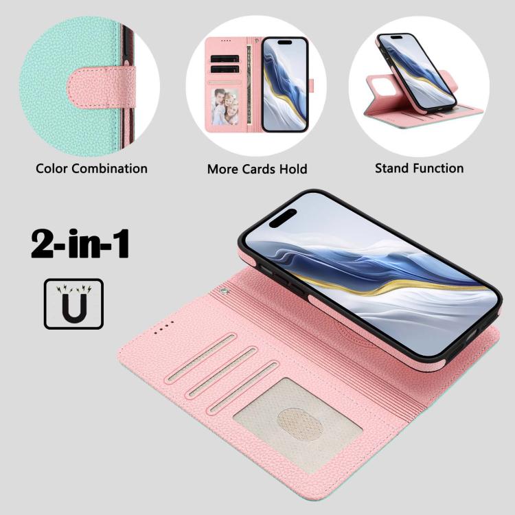 着脱式ライチテクスチャー磁気サイドパッチヴィーガンレザースマホケース、iPhone 13 Pro Max用、iPhone 13 Pro用、iPhone 13用、iPhone 12 / 12 Pro用、iPhone 12 Pro Max用、iPhone 11 Pro Max用、iPhone 11用、iPhone 11 Pro用