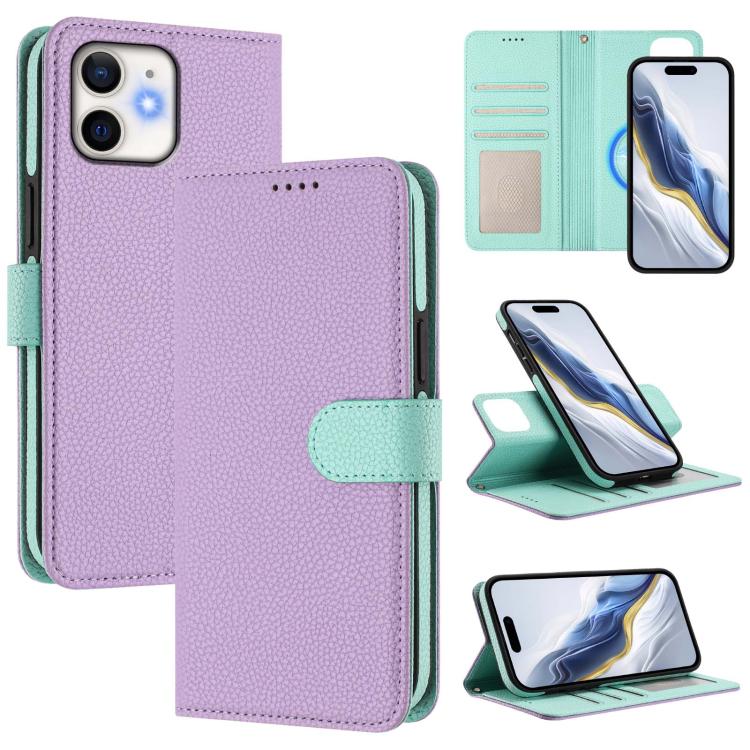 着脱式ライチテクスチャー磁気サイドパッチヴィーガンレザースマホケース、iPhone 13 Pro Max用、iPhone 13 Pro用、iPhone 13用、iPhone 12 / 12 Pro用、iPhone 12 Pro Max用、iPhone 11 Pro Max用、iPhone 11用、iPhone 11 Pro用