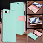 Detachable Litchi Texture Magnetic Side-Patch Vegan Leather Phone Case, For iPhone 8 Plus / 7 Plus