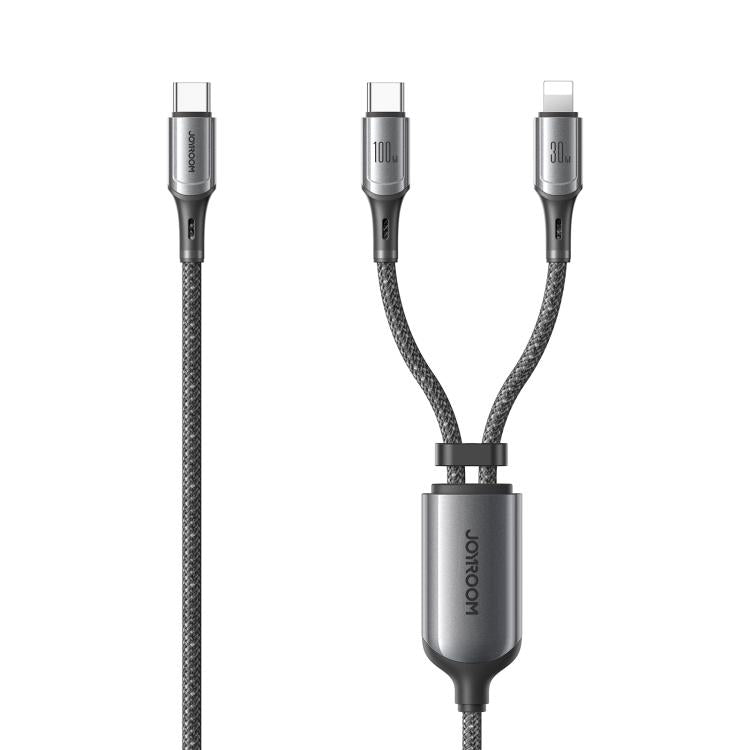 JOYROOM S-A57 RapidXシリーズ 100W 2-in-1 USB-C / Type-C から USB-C / Type-C、8ピン 高速充電データケーブル、1.5m