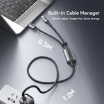 JOYROOM S-A57 RapidXシリーズ 100W 2-in-1 USB-C / Type-C から USB-C / Type-C、8ピン 高速充電データケーブル、1.5m