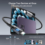 JOYROOM S-A57 RapidXシリーズ 100W 2-in-1 USB-C / Type-C から USB-C / Type-C、8ピン 高速充電データケーブル、1.5m