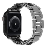 ダイヤモンドヴィーガンレザーメタルウォッチバンド、Apple Watch 46mm / 49mm / 45mm / 44mm 用、Apple Watch 42mm / 41mm / 40mm / 38mm 用