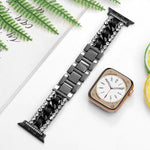 ダイヤモンドヴィーガンレザーメタルウォッチバンド、Apple Watch 46mm / 49mm / 45mm / 44mm 用、Apple Watch 42mm / 41mm / 40mm / 38mm 用