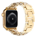 ダイヤモンドヴィーガンレザーメタルウォッチバンド、Apple Watch 46mm / 49mm / 45mm / 44mm 用、Apple Watch 42mm / 41mm / 40mm / 38mm 用
