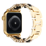 ダイヤモンドヴィーガンレザーメタルウォッチバンド、Apple Watch 46mm / 49mm / 45mm / 44mm 用、Apple Watch 42mm / 41mm / 40mm / 38mm 用