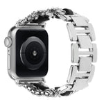 ダイヤモンドヴィーガンレザーメタルウォッチバンド、Apple Watch 46mm / 49mm / 45mm / 44mm 用、Apple Watch 42mm / 41mm / 40mm / 38mm 用