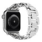 ダイヤモンドヴィーガンレザーメタルウォッチバンド、Apple Watch 46mm / 49mm / 45mm / 44mm 用、Apple Watch 42mm / 41mm / 40mm / 38mm 用