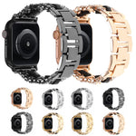 ダイヤモンドヴィーガンレザーメタルウォッチバンド、Apple Watch 46mm / 49mm / 45mm / 44mm 用、Apple Watch 42mm / 41mm / 40mm / 38mm 用