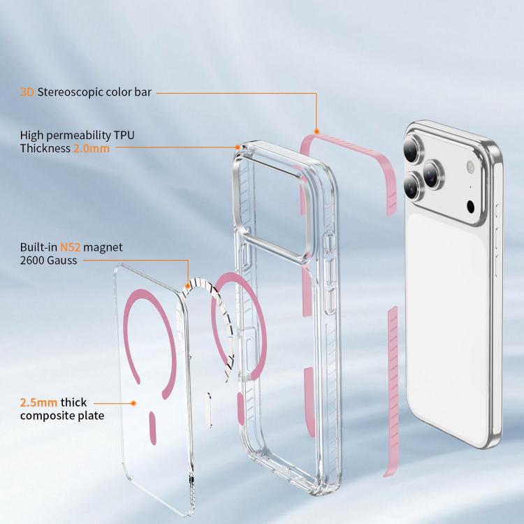 クリスタルシールド クリア磁気アクリルハイブリッド TPUスマホケース、iPhone 17 Pro Max用、iPhone 17 Pro用、iPhone 17用、iPhone Air用、iPhone 16 Pro Max用、iPhone 16 Pro用
