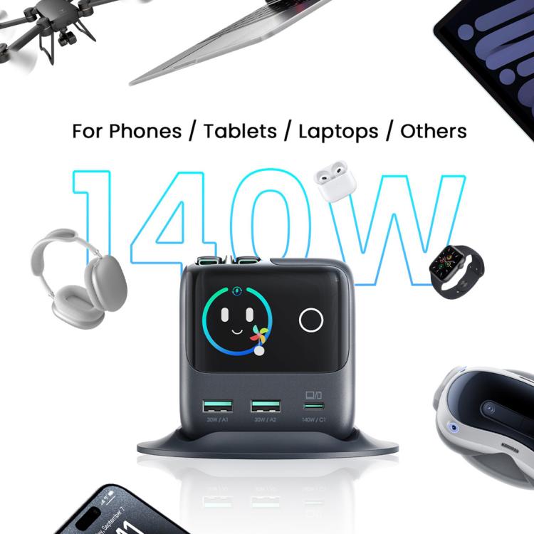 JOYROOM JR-TRD01 PODIX 140W 5ポートデスクトップGaN充電器、USプラグ、EUプラグ、UKプラグ