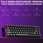 AULA WIN68HE スタンダードバージョン 68キー RGB 有線キーボード、WIN68HE ブラック グレー ウッド 磁気軸