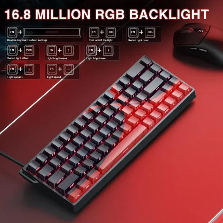 AULA WIN68HE MAXバージョン 68キー RGB 有線キーボード、WIN68HE レッド ウィンチュン 磁気軸