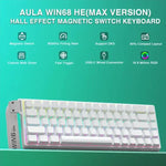 AULA WIN68HE スタンダードバージョン 68キー RGB 有線キーボード、WIN68HE サイドプリント ホワイト グレー ウッド 磁気軸