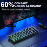 AULA WIN68HE スタンダードバージョン 68キー RGB 有線キーボード、WIN68HE ブラック 輪郭線 グレー ウッド 磁気軸