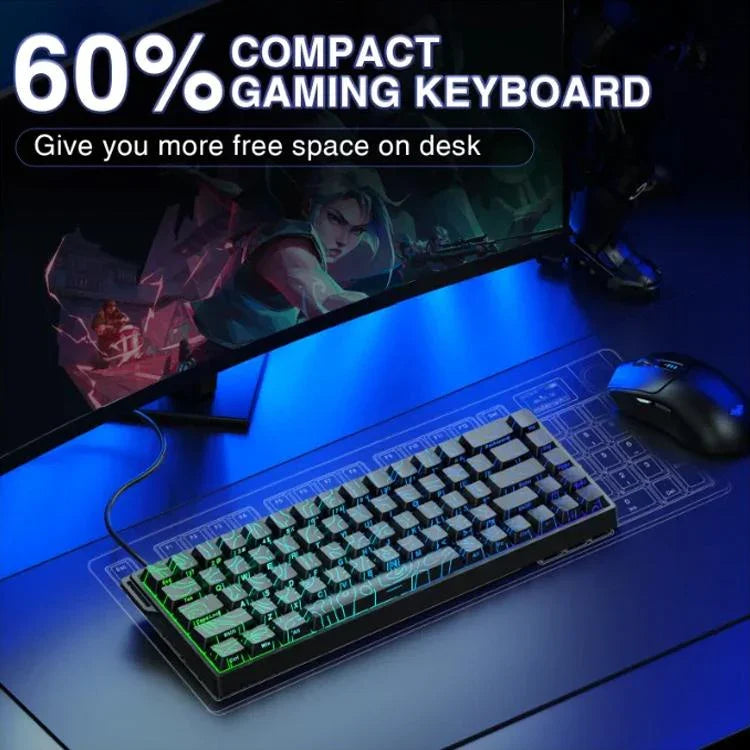 AULA WIN68HE スタンダードバージョン 68キー RGB 有線キーボード、WIN68HE ブラック 輪郭線 グレー ウッド 磁気軸