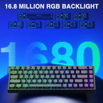 AULA WIN68HE スタンダードバージョン 68キー RGB 有線キーボード、WIN68HE ブラック 輪郭線 グレー ウッド 磁気軸