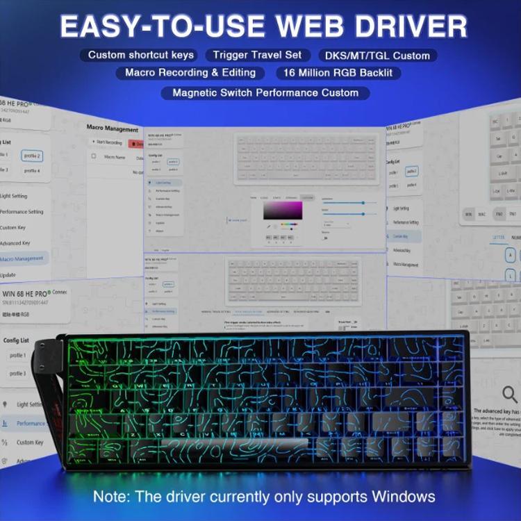 AULA WIN68HE スタンダードバージョン 68キー RGB 有線キーボード、WIN68HE ブラック 輪郭線 グレー ウッド 磁気軸