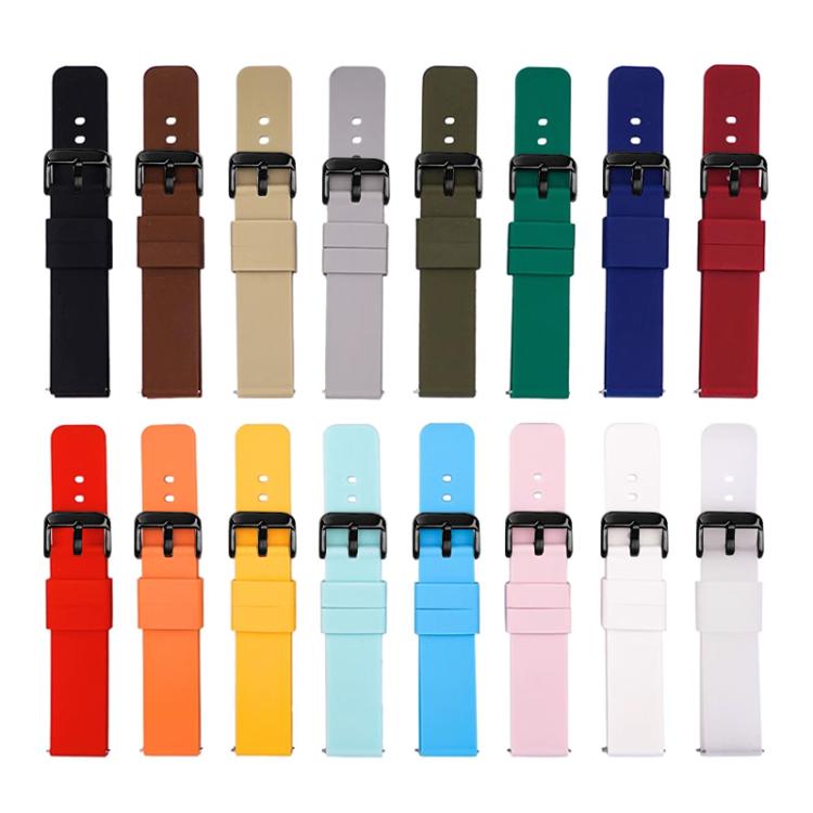 xDfind Stainless Steel Black Pin Buckle Solid Color Silicone Waterproof Watch Band, 20mm, 21mm, 22mm