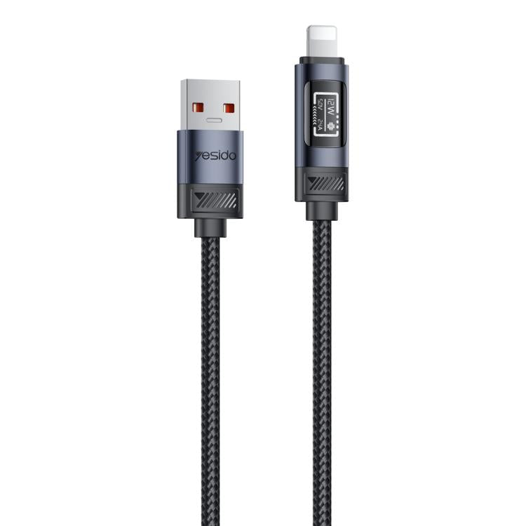 Yesido CA138L 12W 2.4A USB to 8ピン OLEDディスプレイ付き充電データケーブル、USB to 8ピン