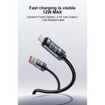 Yesido CA138L 12W 2.4A USB to 8ピン OLEDディスプレイ付き充電データケーブル、USB to 8ピン