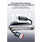 Yesido CA138L 12W 2.4A USB to 8ピン OLEDディスプレイ付き充電データケーブル、USB to 8ピン