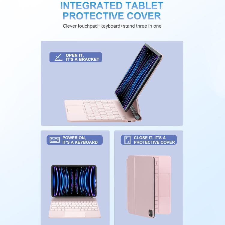 タッチパッドBluetoothキーボードレザータブレットカバー、iPad 2025 / 2022用、iPad Air 13 2025 / 2024 / Pro 12.9 2022用