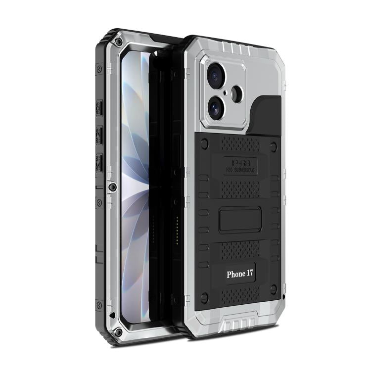 四重防護メタルハイブリッドシリコンスマホケース、iPhone 17 Pro Max用、iPhone 17 Pro用、iPhone 17用、iPhone Air用