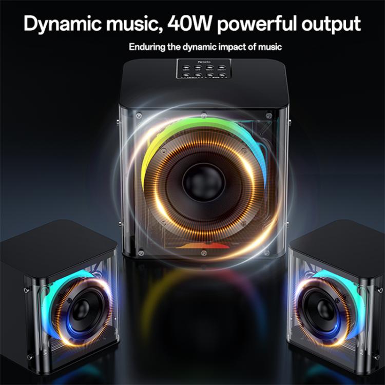 Yesido YSW41 40W 2.1チャンネルシステム カラフルRGB Bluetoothスピーカー サブウーファー、YSW41