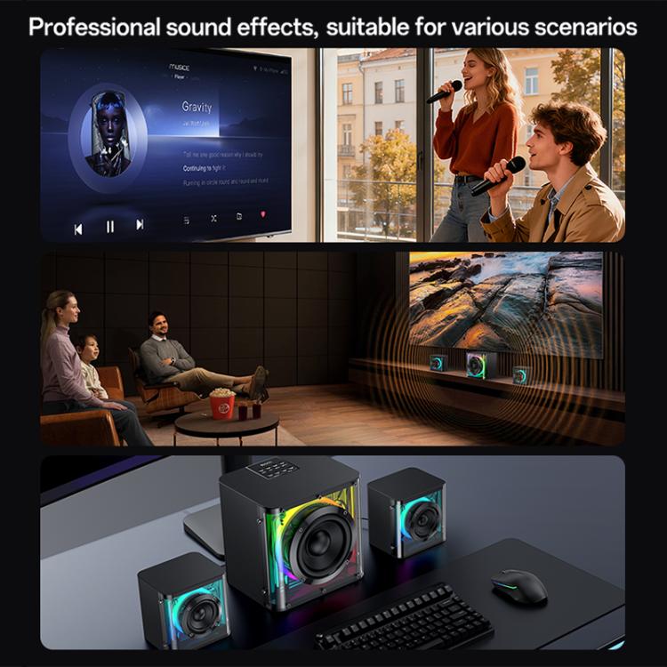 Yesido YSW41 40W 2.1チャンネルシステム カラフルRGB Bluetoothスピーカー サブウーファー、YSW41