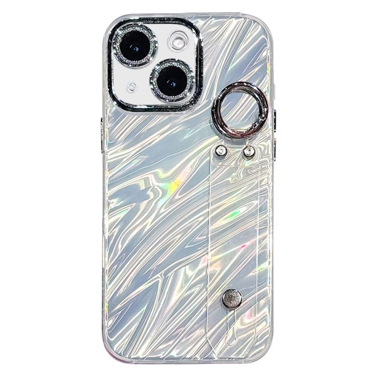 プラチナム波紋テクスチャーリストバンドホルダーTPUスマホケース（レンズフィルム付き）、iPhone 13用