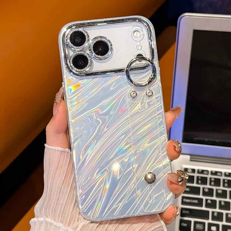 プラチナム波紋テクスチャーリストバンドホルダーTPUスマホケース（レンズフィルム付き）、iPhone 13用
