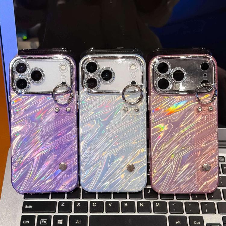 プラチナム波紋テクスチャーリストバンドホルダーTPUスマホケース（レンズフィルム付き）、iPhone 13用