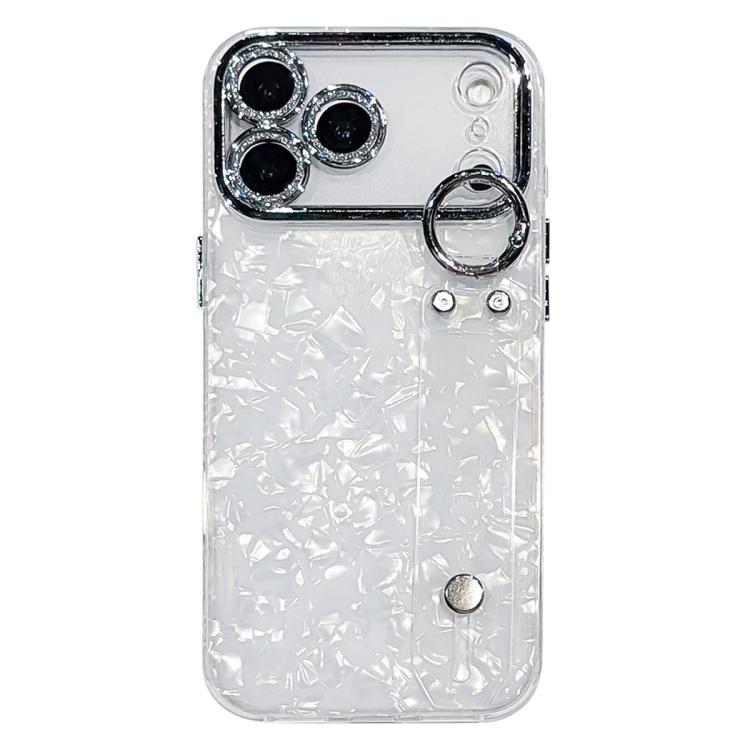 メッキシェルテクスチャーリストバンドホルダー付きTPUスマホケース レンズフィルム付き、iPhone 17 Pro Max用、iPhone 17 Pro用、iPhone 17用、iPhone Air用、iPhone 16 Pro Max用、iPhone 16 Pro用、iPhone 16 Plus用、iPhone 16用、iPhone 15 Pro Max用