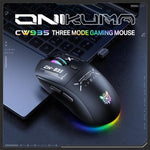 ONIKUMA CW935 12800DPI 2.4GHz + BT + 有線 トライモード RGB ワイヤレスマウス、CW935