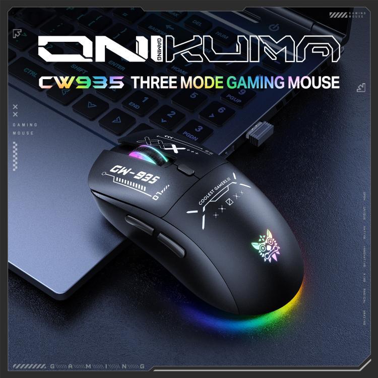 ONIKUMA CW935 12800DPI 2.4GHz + BT + 有線 トライモード RGB ワイヤレスマウス、CW935