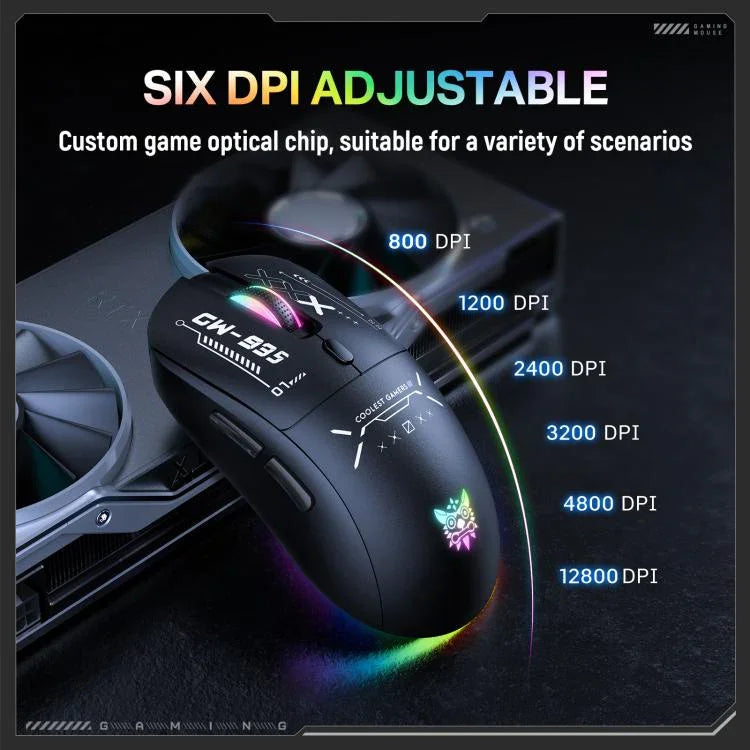 ONIKUMA CW935 12800DPI 2.4GHz + BT + 有線 トライモード RGB ワイヤレスマウス、CW935
