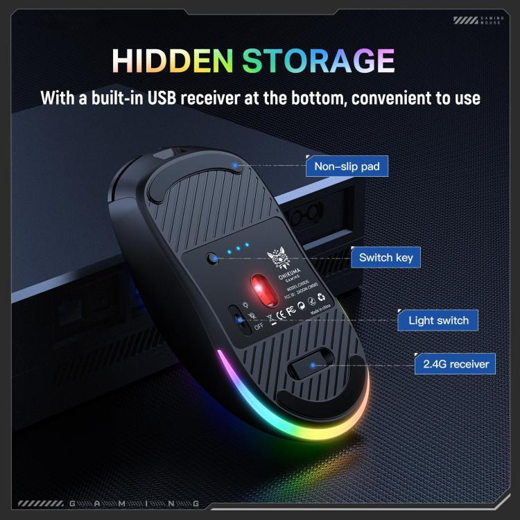 ONIKUMA CW935 12800DPI 2.4GHz + BT + 有線 トライモード RGB ワイヤレスマウス、CW935