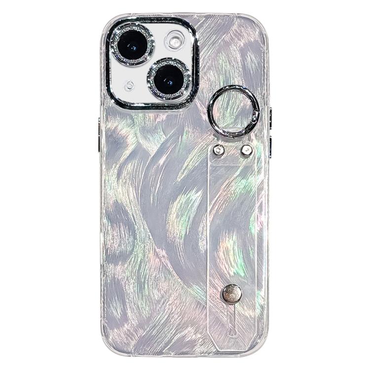 プラチナム羽ガーゼテクスチャーリストバンドホルダーTPUスマホケース（レンズフィルム付き）、iPhone 13用
