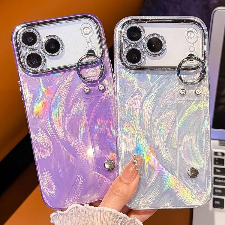 プラチナム羽ガーゼテクスチャーリストバンドホルダーTPUスマホケース（レンズフィルム付き）、iPhone 13用